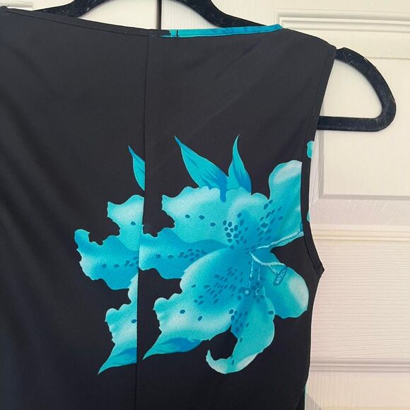 Vintage 90s Y2K Studio Soleil black floral sleeveless dress small made in USA - Picture 8 of 8